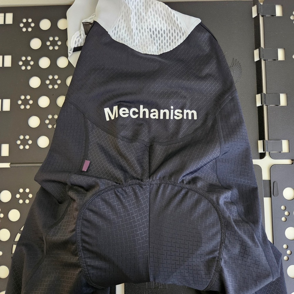 Pas Normal Studios Mechanism Bib Shorts Men XL Black Padded Cycling Italy FLAW - Picture 7 of 16